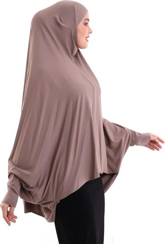 ihvan online, Women Muslim Hijab Cover, Islamic Khimar, Long Salah Clothes. Prayer Hijab for Women, Color:Brown in Saudi Arabia