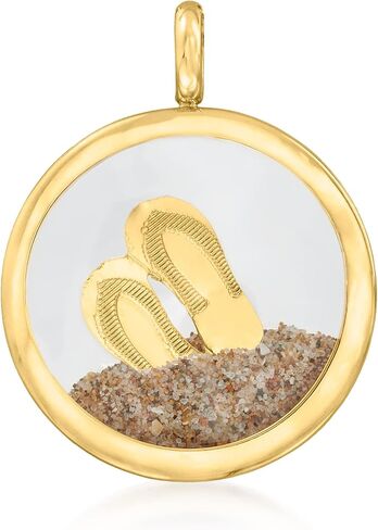 Ross-Simons 14kt Yellow Gold Flip-Flops and Sand Crystal Pendant in Saudi Arabia