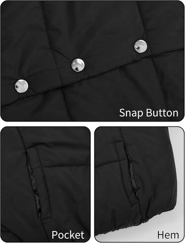 Gihuo Women’ s Hooded Puffer Jacket Stand Collar Cropped Quilted Puffer Coat Winter Warm Button Down Jacket(Black-M) in Saudi Arabia