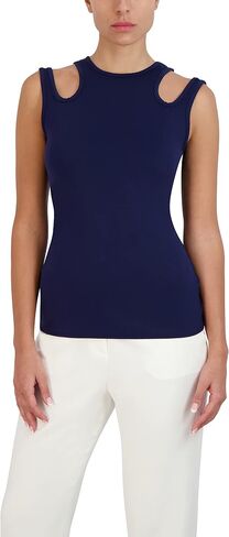 BCBGMAXAZRIA Women's Fitted Top Shoulder Cut Out Crew Neck Shirt in Saudi Arabia