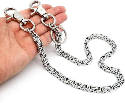 سلسلة محفظة من الفولاذ المقاوم للصدأ للرجال والنساء والأولاد والبنات، سراويل لراكبي الدراجات النارية من جان بانك سلسلة مفاتيح طويلة باللون الأسود والفضي SKZK in Kuwait