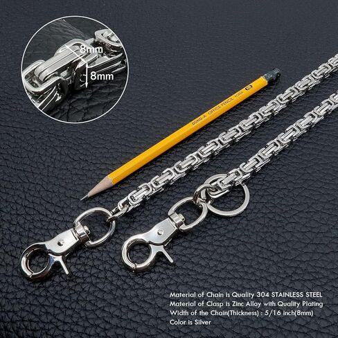 سلسلة محفظة من الفولاذ المقاوم للصدأ للرجال والنساء والأولاد والبنات، سراويل لراكبي الدراجات النارية من جان بانك سلسلة مفاتيح طويلة باللون الأسود والفضي SKZK in Kuwait