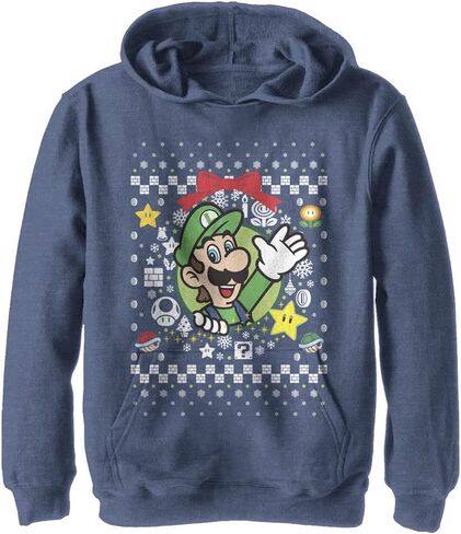 Nintendo Kids Wreath Luigi Sweater Youth Pullover Hoodie in Saudi Arabia