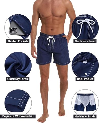 TELALEO 3/2 حزمة شورت سباحة رجالي سريع الجفاف مع بطانة شبكية مقاس 6 بوصات ملابس سباحة للشاطئ درزة داخلية in Kuwait