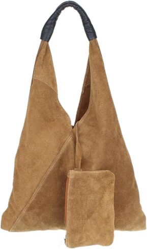 Girly HandBags Womens Italian Genuine Suede V Shape Small Top Handle Bag in Saudi Arabia