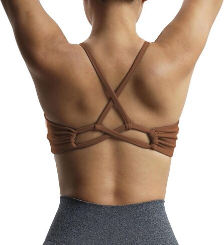 حمالة صدر رياضية للنساء من Aoxjox للياقة البدنية والتمارين الرياضية من Molly Cross Back Ruched مبطنة لليوجا in Kuwait