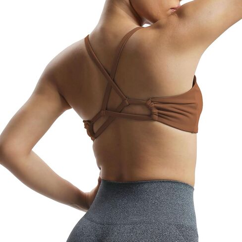 حمالة صدر رياضية للنساء من Aoxjox للياقة البدنية والتمارين الرياضية من Molly Cross Back Ruched مبطنة لليوجا in Kuwait
