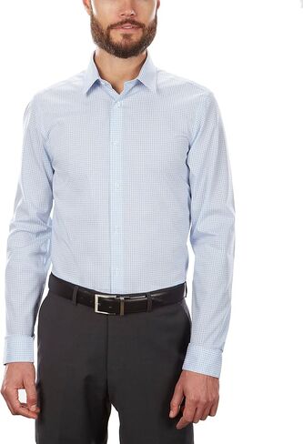 Calvin Klein Men's Dress Shirt Non Iron Stretch Slim Fit Check, Blue Bird, 15" Neck 34"-35" Sleeve in Saudi Arabia