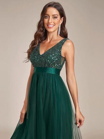 رداء حفلات مسائية نسائي من Ever-Pretty برقبة على شكل حرف V مزدوج على شكل حرف a بدون أكمام من التل العالي والمنخفض 0147A in Kuwait