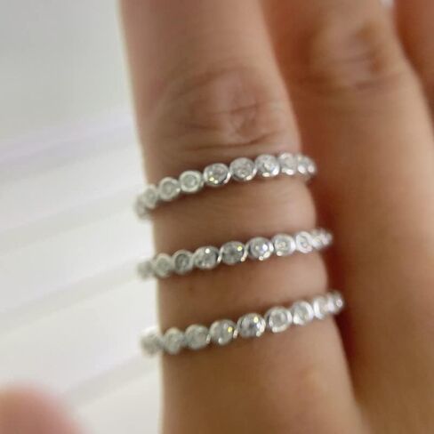 طقم إطار من الفضة الإسترليني مطلي بالبلاتينيوم من TwoBirch، خاتم مويسانيتي دائري الشكل (معتمد من GRA) (1.7 ملم) in Kuwait