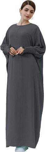 khalat Womens Muslim Prayer Dress Front Zipper Kaftan Islamic Robe Modest Solid Abayas for Women Muslim in Saudi Arabia