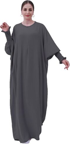khalat Womens Muslim Prayer Dress Front Zipper Kaftan Islamic Robe Modest Solid Abayas for Women Muslim in Saudi Arabia