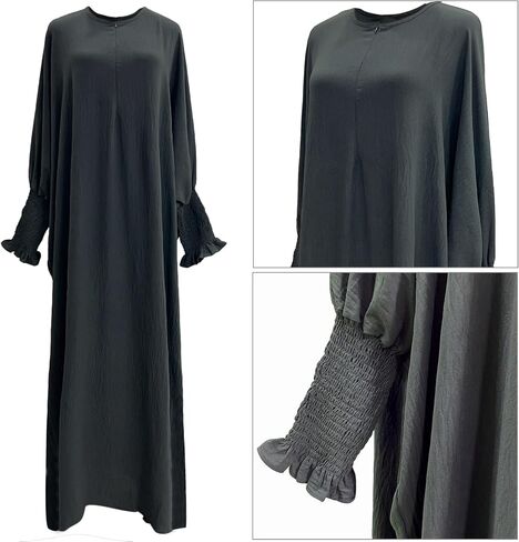 khalat Womens Muslim Prayer Dress Front Zipper Kaftan Islamic Robe Modest Solid Abayas for Women Muslim in Saudi Arabia