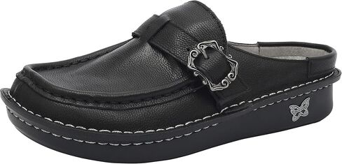 Alegria Women's Brigid Leather Moc Toe Open Back Clog With Heel Cup in Saudi Arabia