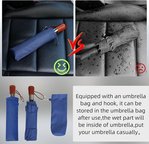 Compact Travel Umbrella Windproof - Triple Canopy for Rain Large Light Automatic Open&Close and Portable - Wind Resistant Folding Umbrellas Strong with 10 Ribs - Men and Women in Saudi Arabia