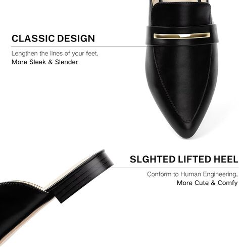 MUSSHOE Mules for Women - Suede Slip On Backless Loafers with Cushioned Insole and Non-Slip Sole, Pointed Toe Flats for Office Work Business Casual in Saudi Arabia