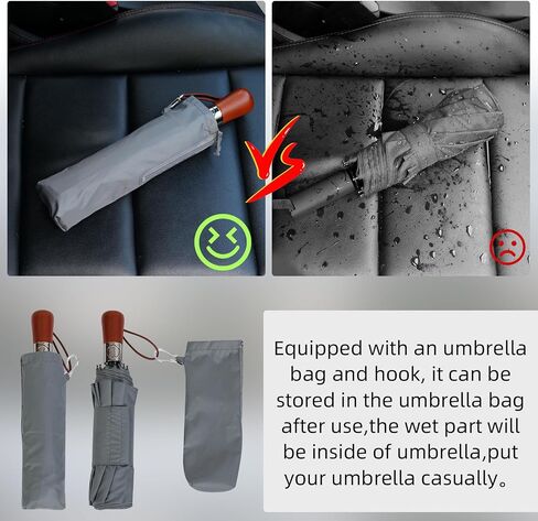 Compact Travel Umbrella Windproof - Triple Canopy for Rain Large Light Automatic Open&Close and Portable - Wind Resistant Folding Umbrellas Strong with 10 Ribs - Men and Women in Saudi Arabia