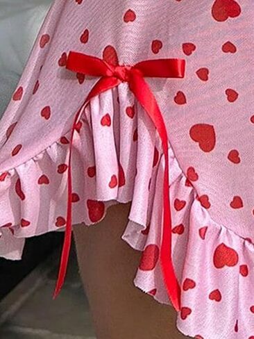 COZYEASE Women's 2 Piece Lingerie Set Ruffle Hem Bow Front Mesh Chemise Babydoll Nightgown Sleepwear with Thong in Saudi Arabia