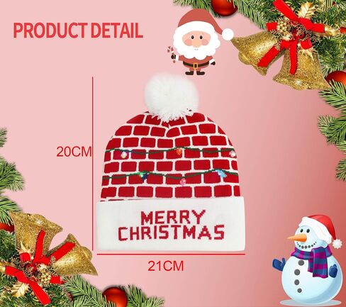2Pack Christmas Beanie Hats for Men Women Kid, Funny LED Light Up Xmas Knitted Cap Winter Hat in Saudi Arabia