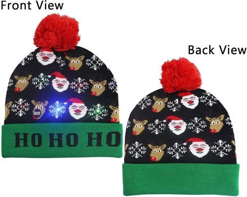 2Pack Christmas Beanie Hats for Men Women Kid, Funny LED Light Up Xmas Knitted Cap Winter Hat in Saudi Arabia