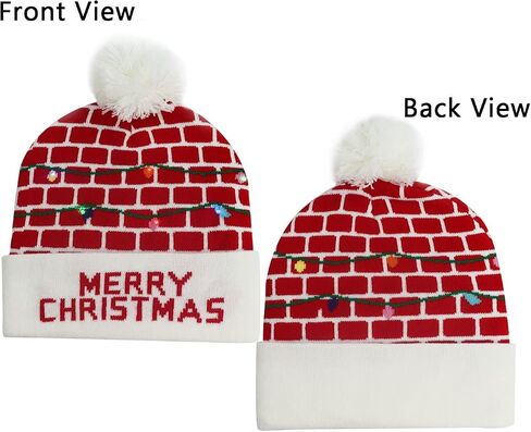 2Pack Christmas Beanie Hats for Men Women Kid, Funny LED Light Up Xmas Knitted Cap Winter Hat in Saudi Arabia