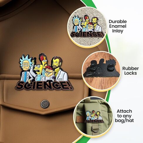 Festi Daze Men of Science Enamel Pin | Show your Love for Science and Pop Culture Cartoons | Funny Enamel Pins Science Gifts | Cool Pins for Science Nerds | Science Pins for Backpacks, Hats & More in Saudi Arabia