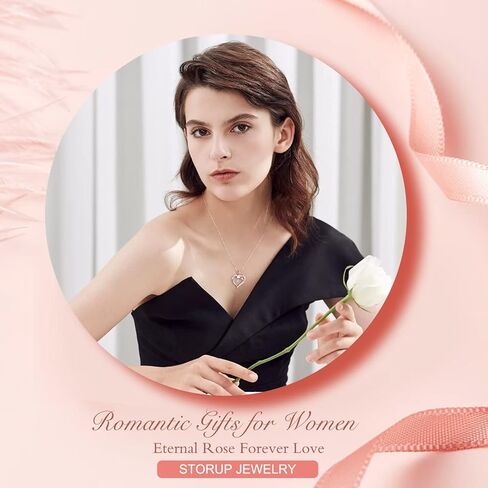 STORUP قلادة الهدايا للنساء، ارتفع القلائد القلب الأولي للنساء المجوهرات الفتيات في سن المراهقة هدايا الذكرى السنوية هدايا عيد ميلاد لصديقتها زوجة الأمهات هدايا عيد للفتيات في سن المراهقة النساء in Kuwait