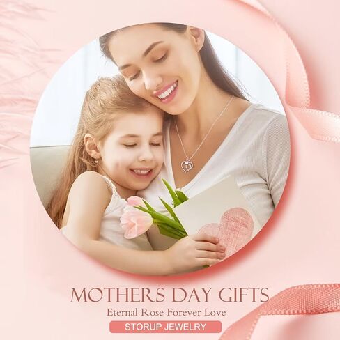 STORUP قلادة الهدايا للنساء، ارتفع القلائد القلب الأولي للنساء المجوهرات الفتيات في سن المراهقة هدايا الذكرى السنوية هدايا عيد ميلاد لصديقتها زوجة الأمهات هدايا عيد للفتيات في سن المراهقة النساء in Kuwait