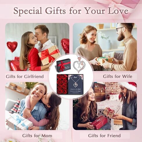 STORUP قلادة الهدايا للنساء، ارتفع القلائد القلب الأولي للنساء المجوهرات الفتيات في سن المراهقة هدايا الذكرى السنوية هدايا عيد ميلاد لصديقتها زوجة الأمهات هدايا عيد للفتيات في سن المراهقة النساء in Kuwait