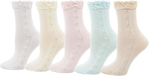 جوارب Lovful مكشكشة للنساء، جوارب نسائية عتيقة مزهرة، 10 أزواج in Kuwait