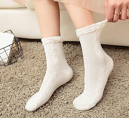 جوارب Lovful مكشكشة للنساء، جوارب نسائية عتيقة مزهرة، 10 أزواج in Kuwait