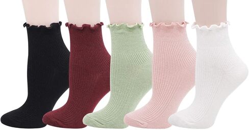 جوارب Lovful مكشكشة للنساء، جوارب نسائية عتيقة مزهرة، 10 أزواج in Kuwait