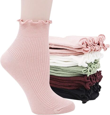 جوارب Lovful مكشكشة للنساء، جوارب نسائية عتيقة مزهرة، 10 أزواج in Kuwait