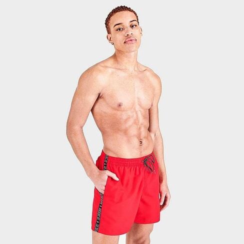 Swoosh Logo Taped 5 Inch Volley Swim Shorts Size XX-Large Color Gym Red, Black, and White in Saudi Arabia