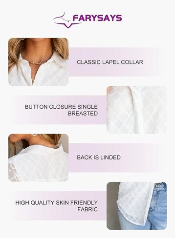 بلوزات نسائية بأكمام قصيرة وأزرار سفلية من FARYSAYS، قمصان صيفية in Kuwait