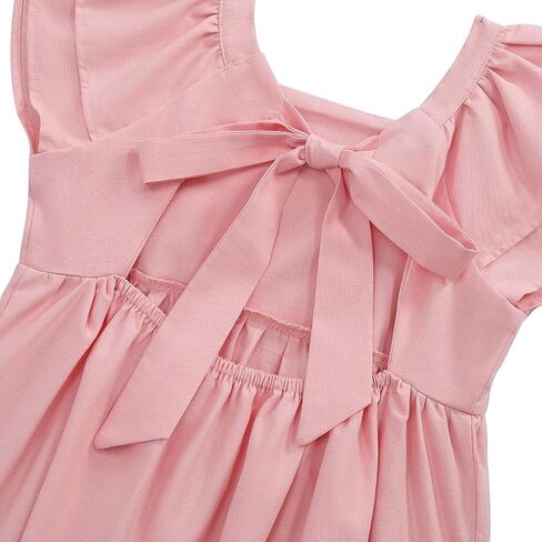 LIONJIE Girl Tie Back Ruffle Sleeve Shirt Casual Square Neck Summer Top Blouse 3-12 Years in Saudi Arabia