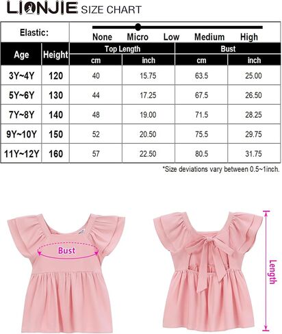 LIONJIE Girl Tie Back Ruffle Sleeve Shirt Casual Square Neck Summer Top Blouse 3-12 Years in Saudi Arabia