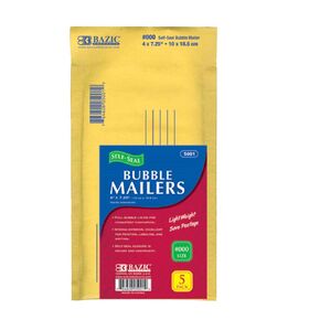 BAZIC 4" X 7.25" (#000) Self-Seal Bubble Mailers (5/Pack)