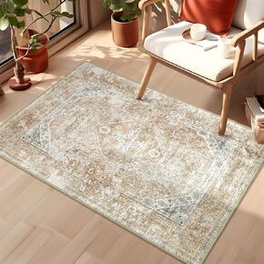 MUJOO 2x8 Runner Rug,Green Washable Runner Rugs for Hallway Kitchen Entryway Bedside Bathroom,Boho Area Rug Carpet Runner Long Non Slip Throw Rug Modern Soft Sage Green Floral