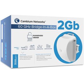 Cambium Networks 60 GHz Bridge in a Box 1 Gb- Extend Internet Connectivity Up to 500 Feet (150 Meters)- 2 Gbps Throughput- LAN Extension- Backhaul Outdoor/Remote Wi-Fi Hotspots-(US cord)- C600510C001A