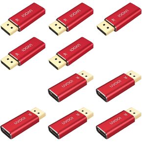 UVOOI DisplayPort to HDMI Adapter 4K UHD 1-Pack (NOT USB), DP (Display Port) to HDMI Converter Aluminum Shell Display Port Male to HDMI Female Connector - Red