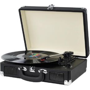 Vinyl Record Player Bluetooth Turntable with 2 Built-in Speakers 3-Speed Vintage LP Player, Support Bluetooth in RCA Out Aux in Headphone Jack in Kuwait