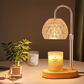 Candle Warmer Lamp with Timer/Dimmer/ 2 Bulbs, Height & Brightness Adjustable, Wooden Base Electric Wax Melter Lamp for Jar Candles, Vintage Home Decor Lamp, House Warming Gifts for Women (Ball)…