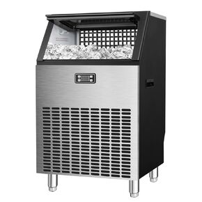 Antarctic Star Commercial Ice Makers Machine Stainless Steel Makers 100 Lbs of Ice Per 24H with 33 Pounds Storage Capacity Ice Cubes Freestanding Party/Bar/Restaurant Scoop Connection Hose Silver