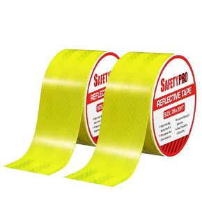 2 Pack Yellow Reflective Tapes with a Squeegee Tool, Waterproof High Intensity Outdoor Safety Conspicuity Tape for Vehicles, Trucks, Trailer, Motorcycle, Bikes, Cargos, Helmets (2in x 20ft)