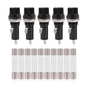 Panel Mount Holder, 5pcs Transformer, 6x30mm Holder Panel Mount with 10 Glass Tube for 6 * 30mm Insurance Tube