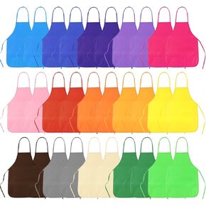 PLULON 15Pcs Art Aprons for Kids Smock Art Children Painting Smock Fabric Artist Aprons Bulk for Craft Home Kitchen Classroom Party and Art Painting Activity