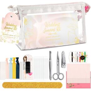132 Pieces Wedding Survival Kit Wedding Day Bridal Emergency Kit Bridal Party Proposal Gifts Mini Emergency Kit for Women with Makeup Bags Floral Wedding Bride Emergency Supplies (Floral Style) in Kuwait