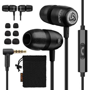 LUDOS Clamor 2 PRO Wired Earbuds in-Ear Headphones, 5 Years Warranty, Earphones with Microphone, Noise Isolating Ear Buds, Memory Foam for iPhone, Samsung, School Students, Kids, Women, Small Ears