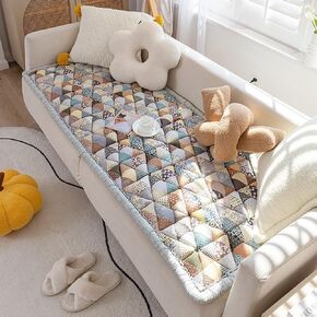 vctops Bohemian Patchwork Cotton Quilted Sofa Couch Cover Floral Pattern Sectional Couch Cover for Living Room Non Slip Soft Floor Mat Chair Seat Cushion(Pattern A,28"x71")
